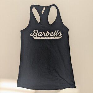 Barbells And Ponytails Racerback " LOGO"  Tank Top Sz L NEW